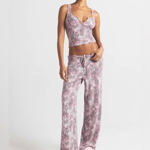 SKIMS HENLEY TANK AND PANTS XSMALL Bloom Mini Multi Animal